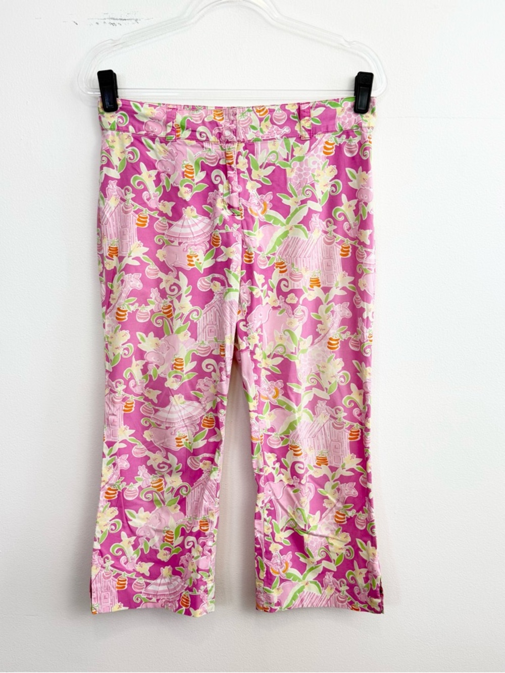 Lilly Pulitzer Slathouse Rock Print Crop Pants Pink Green Resort Preppy Sz 4